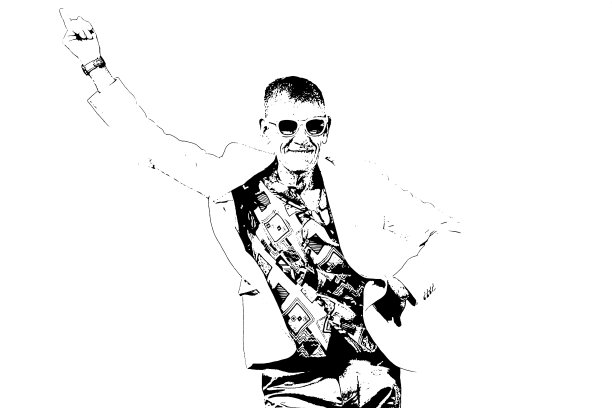 一个有趣的老人跳舞的素描图片下载