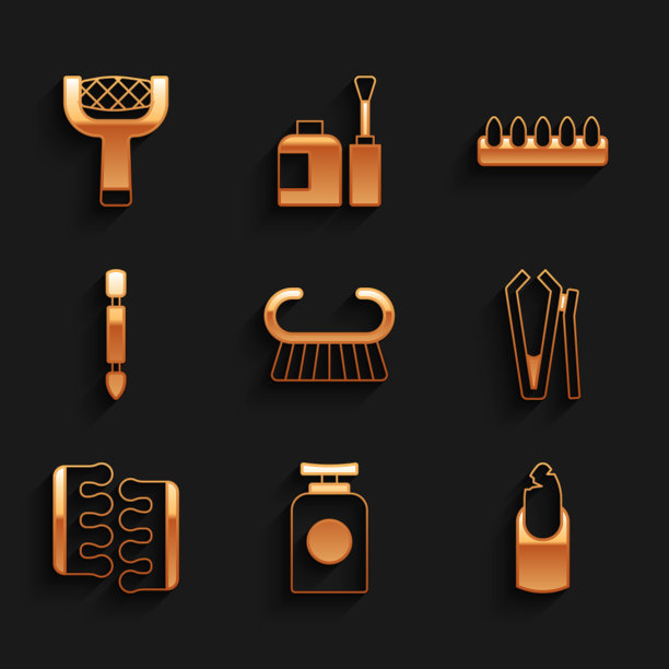 集足疗刷或磨碎器，管的手霜，破指甲，指甲切割器，足疗脚趾分离器，角质层推手，假指甲和文件图标。向量图片下载