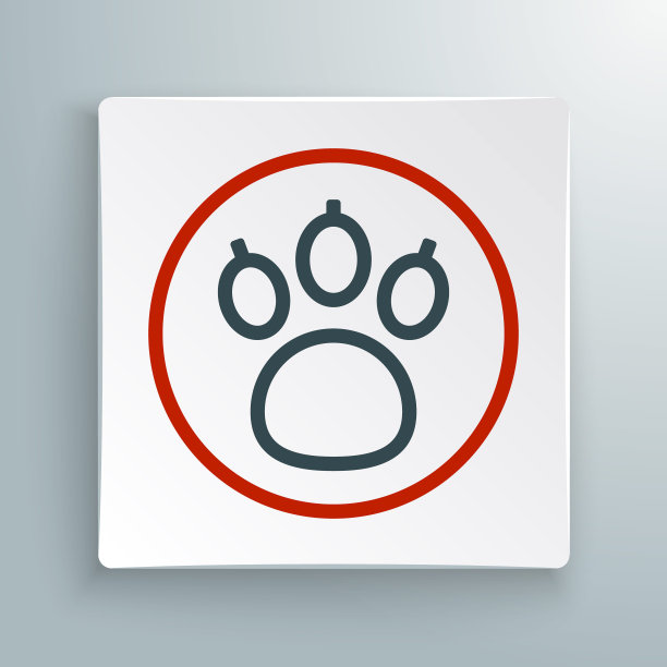 线爪搜索图标孤立的白色背景。带有动物脚印的放大镜。色彩缤纷的轮廓概念。向量图片下载