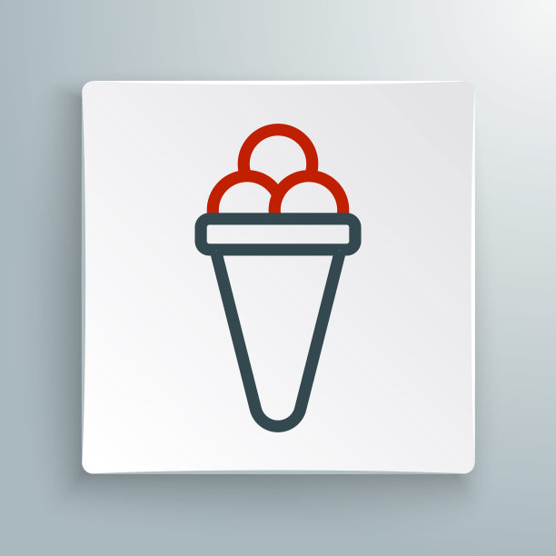 线冰淇淋在华夫蛋筒图标孤立的白色背景。甜蜜的象征。色彩缤纷的轮廓概念。向量图片下载