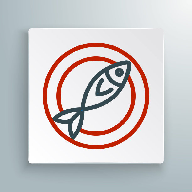 线干鱼图标孤立的白色背景。色彩缤纷的轮廓概念。向量图片下载