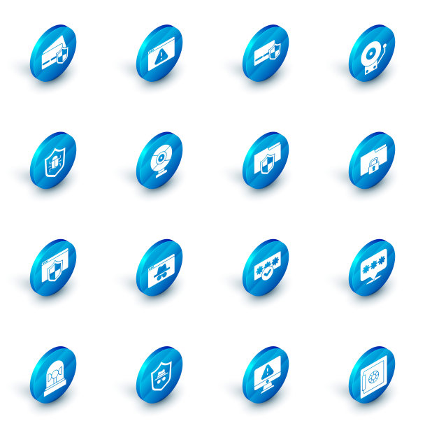 设置浏览器带有感叹号，信用卡屏蔽，响闹钟，系统bug，安全摄像头，文件夹和锁定以及文档文件夹保护图标。向量图片下载