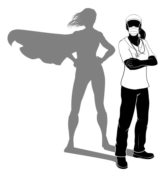 医生护士女人剪影面具超级英雄图片下载