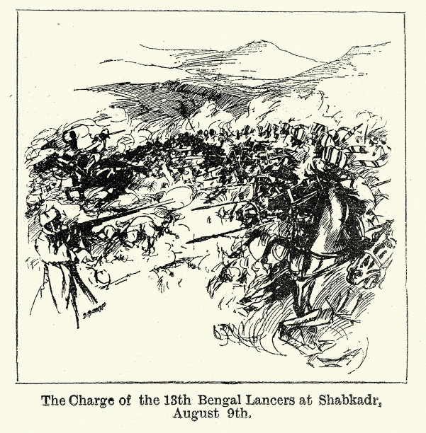 1897年8月9日，维多利亚时代，第13支孟加拉枪骑兵在沙布卡德冲锋图片下载