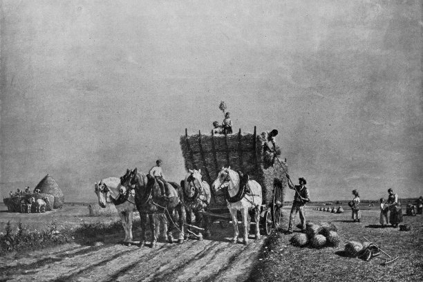 《小麦收获的结束》，朱尔斯·雅克·维拉萨特的绘画——19世纪图片下载