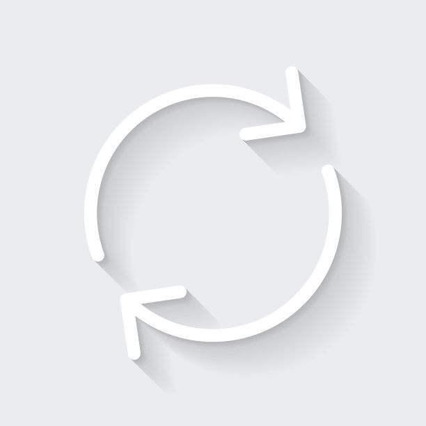 刷新。图标与空白背景上的长阴影-平面设计图片下载