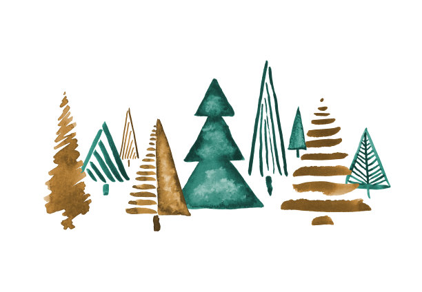 水彩圣诞树孤立在白色背景图片下载