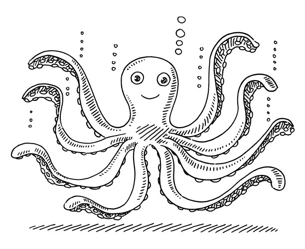 可爱的卡通章鱼画图片下载