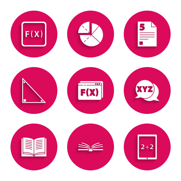 设置函数数学符号，打开书，平板电脑与计算器，XYZ坐标系统，三角形，测试试卷和图标。向量图片下载