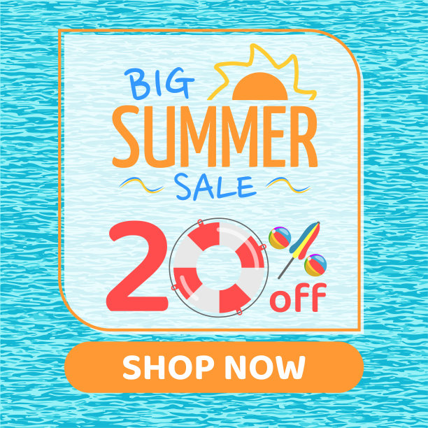 夏季大甩卖八折，泳池水背景，现在购物图片下载