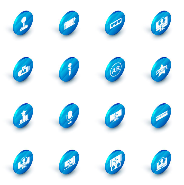 设置便携式视频游戏机，喜欢和心脏，创建帐户屏幕，Ar，增强现实，星，摇杆为街机，和图标。向量图片下载