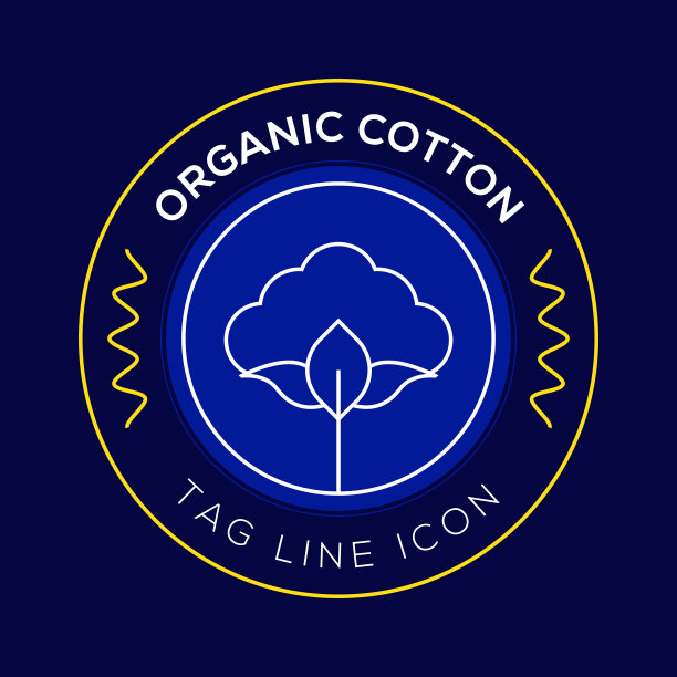 有机棉花圈徽章，现代标志矢量图标设计线风格图片下载