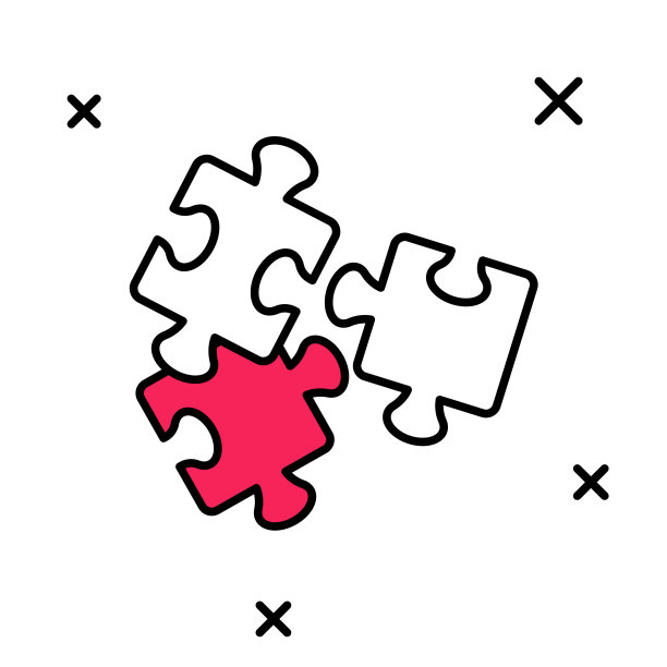 填充轮廓拼图片玩具图标孤立的白色背景。向量图片下载