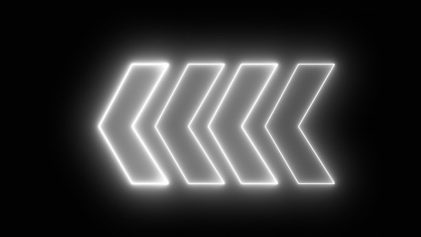 一组带有半色调效果的彩色箭头。左边红色箭头表示道路方向。现代简单的箭头。箭头指向左边的红色。矢量插图。图片下载