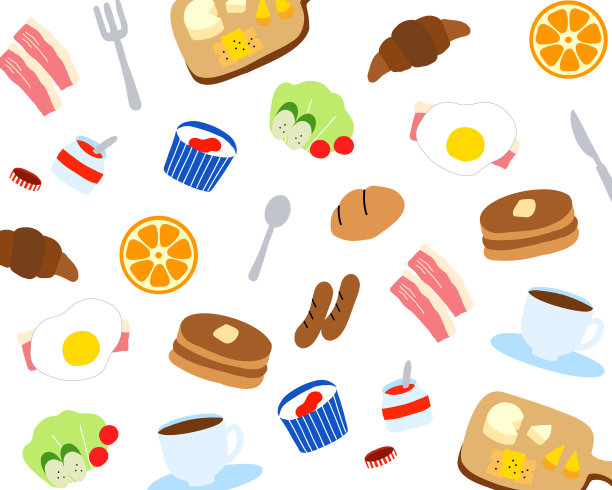 早餐主题背景插图材料图片下载