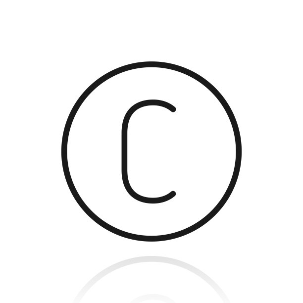 版权。白色背景上反射的图标图片下载