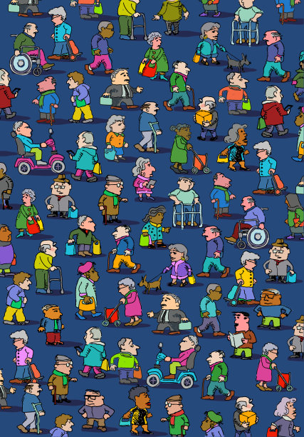 一群老年人或老年人图片下载