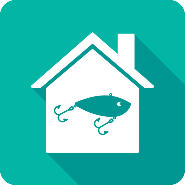 房子钓鱼诱饵图标剪影图片下载