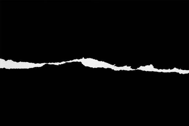 撕开撕开的纸边缘孤立的黑色背景图片下载