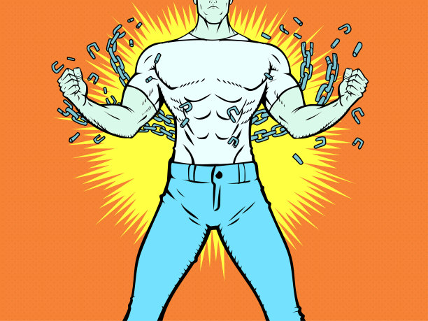 矢量复古波普艺术人打破束缚链库存插图图片下载