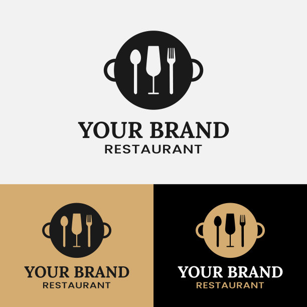 复古锅与玻璃勺子叉子餐厅设计模板图片下载