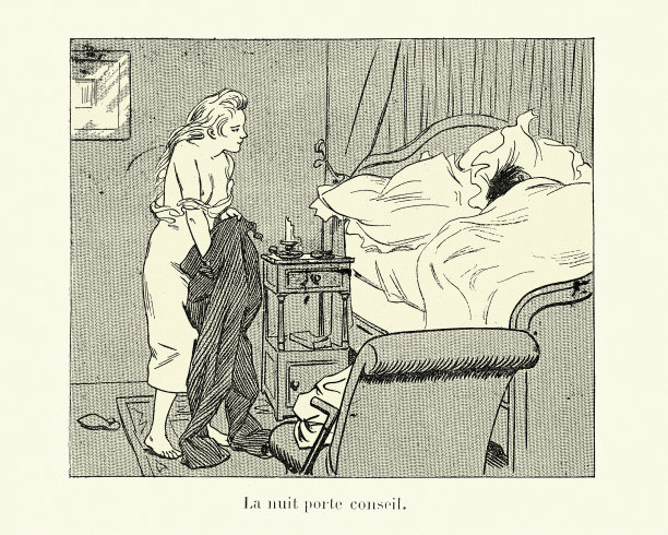 年轻女子趁男人睡觉时偷钱，卡通图片下载