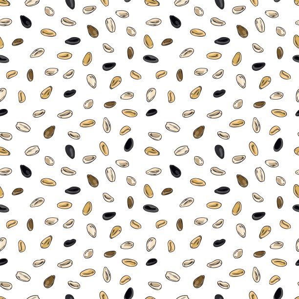 芝麻无缝图案设计，手绘素描矢量插图。图片下载