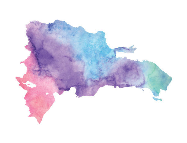 多米尼加共和国栅格水彩地图插图图片下载