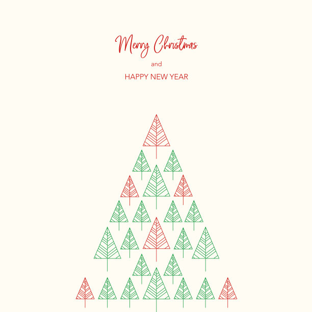 问候插图的一个金色和银色的树形状像圣诞树。图片下载