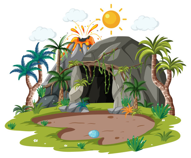 自然洞穴在森林中孤立图片下载