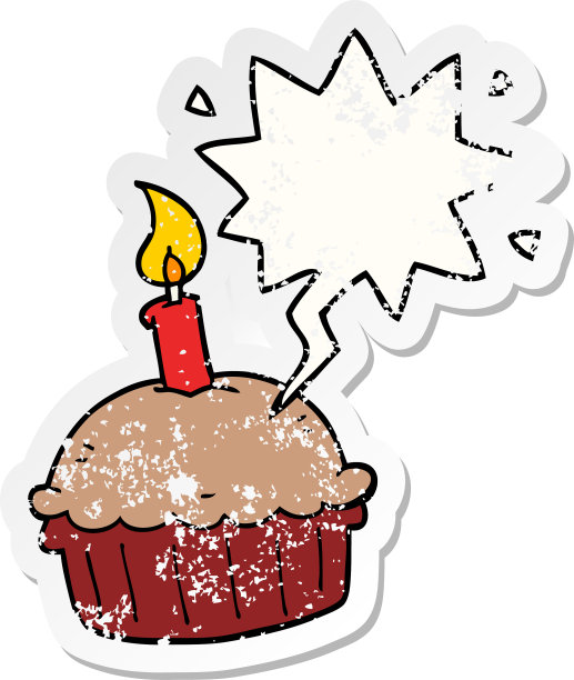 卡通生日蛋糕和演讲泡泡图片下载