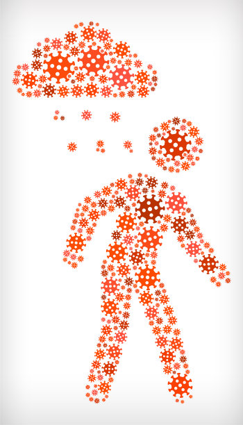 人和悲伤的雨云流感冠状病毒图标模式图片下载