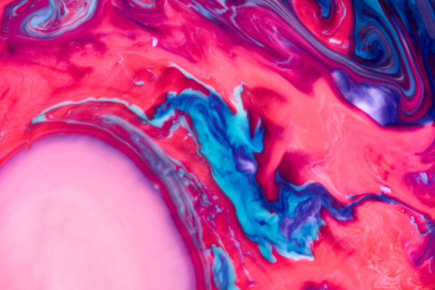 抽象的油漆颜色背景。系外行星宇宙海洋图案，油漆污渍。大理石花纹的效果。背景与抽象旋转油漆效果。液体丙烯图片与流动和飞溅。混合图片下载