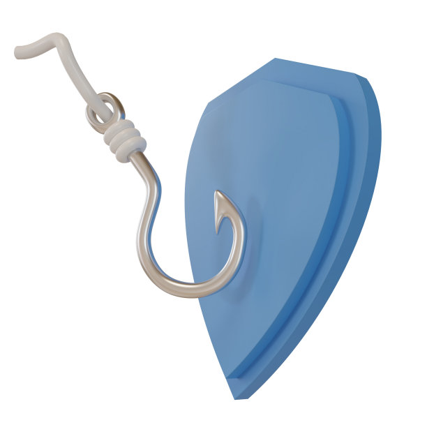 3d渲染钩子和盾牌图标。网络钓鱼保护插图概念的应用程序，网页和电子邮件图片下载