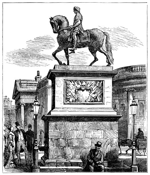 威廉三世雕像在学院格林在都柏林，爱尔兰- 19世纪图片下载