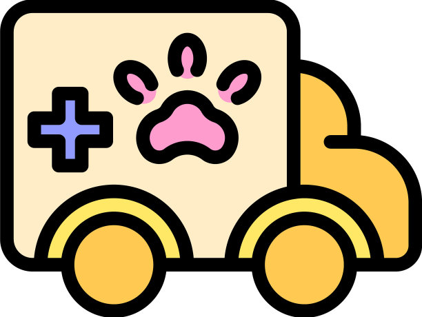 兽医诊所救护车车图标平图片下载