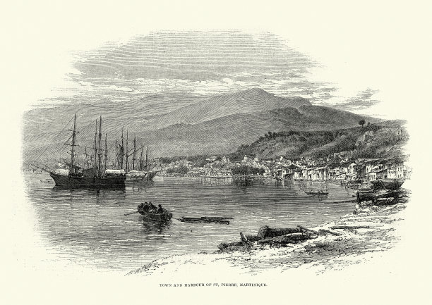 圣皮埃尔镇和港口，马提尼克，1860年，19世纪图片下载