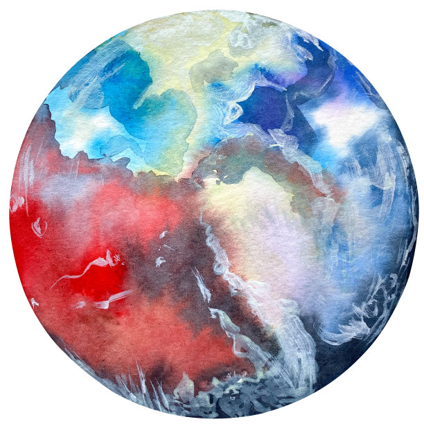 水彩太阳能系统剪贴艺术设置透明背景图片下载