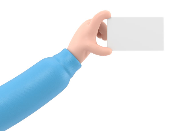 卡通手势图标模型。3d图标棕色皮肤的手握卡片手势。现实的插图，社交媒体，3D渲染在白色背景。图片下载