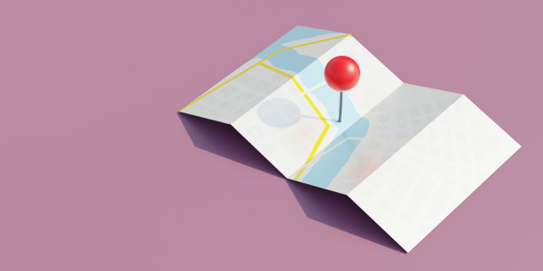 城市地图上的红色指针位置，旅行导航GPS概念。图片下载