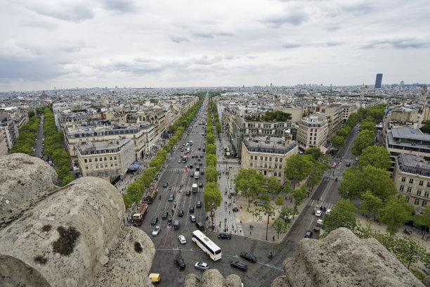 法国巴黎，凯旋门顶上的景色图片下载