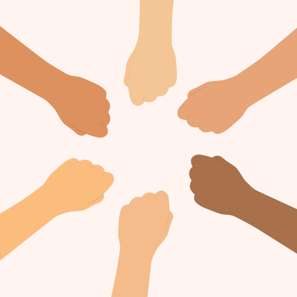 业务团队用拳头围成圈的高角度视角。团队合作和业务支持理念图片下载