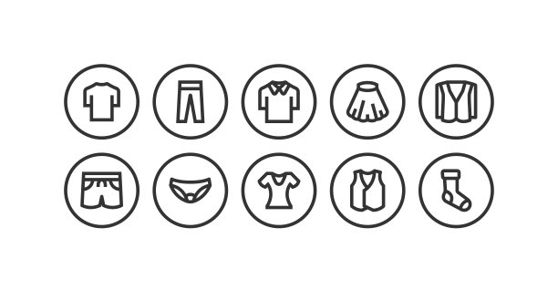 采购产品裤子，裙子，衬衫，t恤，鞋子图标设计图片下载