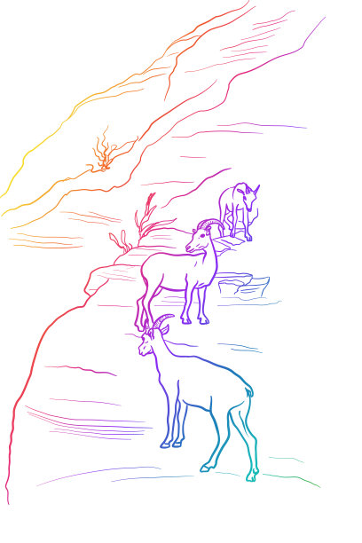 山山羊家庭单位彩虹图片下载