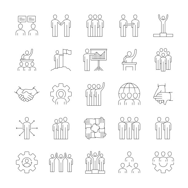 商务人士细线图标设置图片下载