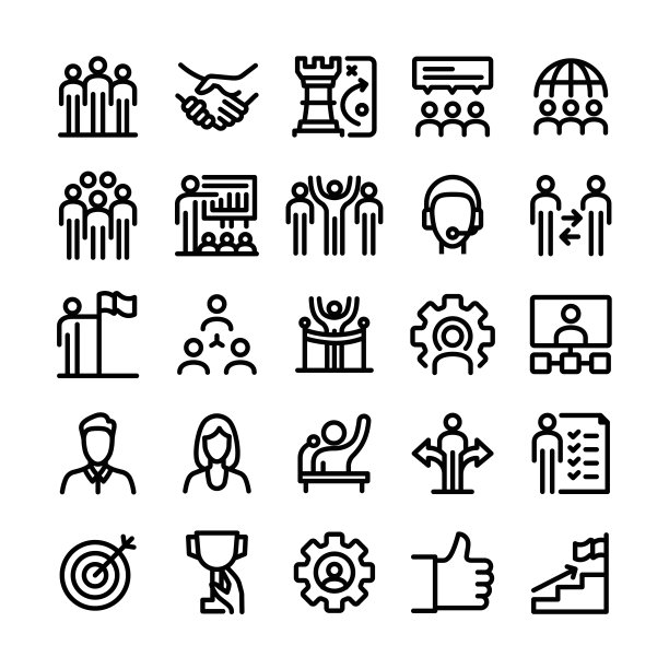 协作线条图标集图片下载