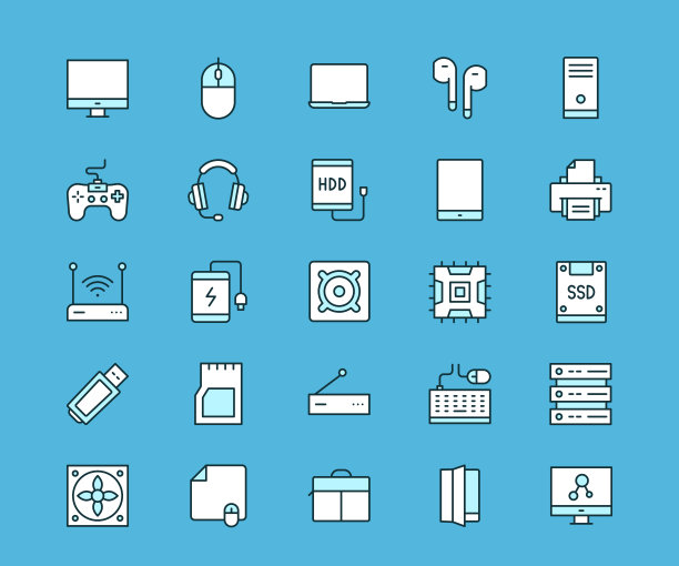 计算机多色线图标图片下载