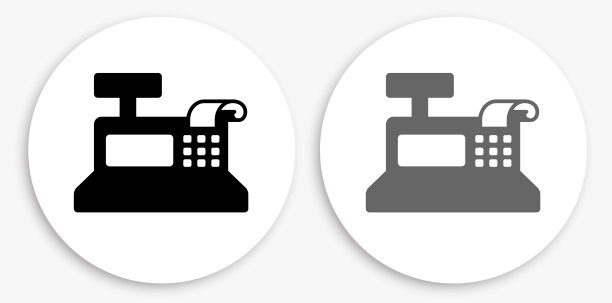 收银机黑白圆形图标图片下载