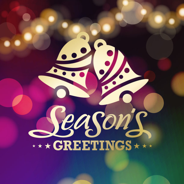 圣诞彩灯背景上的铃铛图片下载