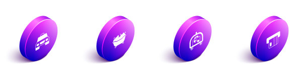 设置等距出租车、浴缸、酒店行李图片下载